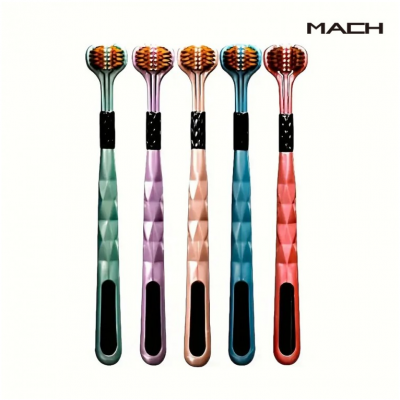 1+1 MACH V자형 3면 칫솔 부드러운 칫솔 교정 혀클리너 3면 휴대용 미세모 어금니 치아 치석 잇몸 교정용